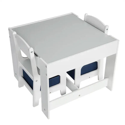BukkitBow - Kindertafel met Stoelen - Kinder meubelset met Omkeerbare Tafelblad - Inclusief Opbergmanden - Dubbelzijdig Bord - Tafel: 60x60x48cm