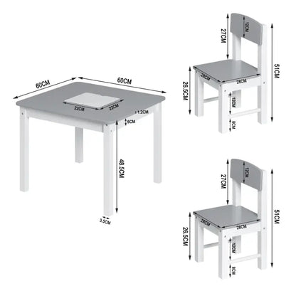 BukkitBow - Kindertafel met Stoelen / Kindermeubelset met Omkeerbare Bouwplaat - Inclusief Opbergruimte - Makkelijk Schoonmaken - Tafel: 60x48x60cm