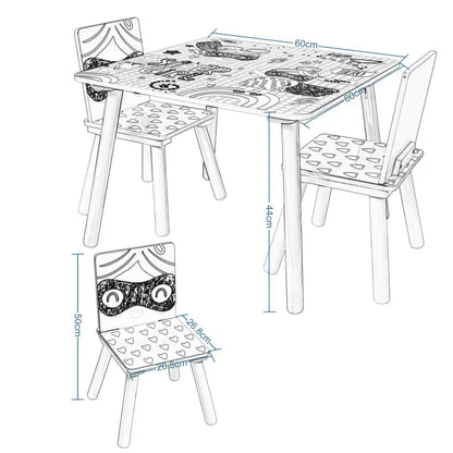 BukkitBow - Kindertafel met Stoelen / Kindermeubelset - Roze Tafel - Ideaal voor Spelen en Leren - Tafel: 60x44x60cm