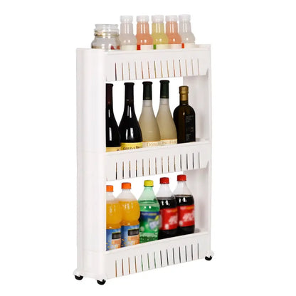 BukkitBow - Kleine Keukenwagen / Smal Rek op Wielen - Geschikt voor Keuken / Woonkamer of Badkamer - 3 of 4 Lagen opslag