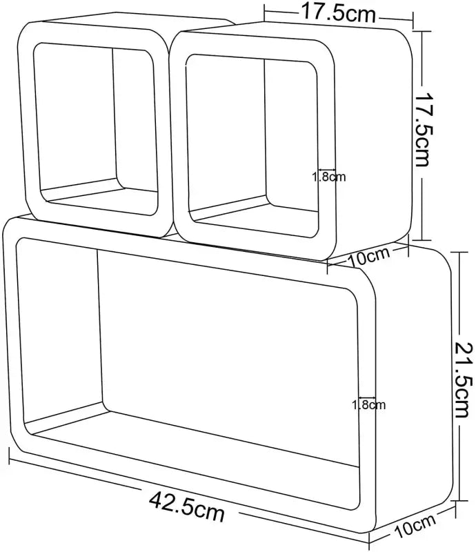 Comnox - BukkitBow Kubus Planken - Set van 3 Wandplanken - Stijlvolle Opbergruimte