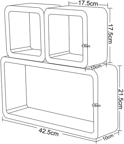 Comnox - BukkitBow Kubus Planken - Set van 3 Wandplanken - Stijlvolle Opbergruimte