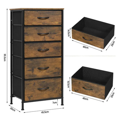 BukkitBow - Ladekast - Gefabriceerd Hout - 5 Stoffen Lades - Lichtgewicht - Stabiel - Multifunctioneel