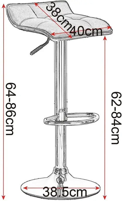 BukkitBow - Linnen Barkruk - Verchroomd Stalen Frame - 360 Graden Draaibaar - In Hoogte Verstelbaar - Modern Design - Zithoogte: 62-84CM