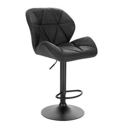 BukkitBow - Luxe Barkruk van Fluweel of Lederen - met Rugleuning en Mini Armleuning - Draaibaar en met Voetensteun - (60 - 82CM Zithoogte)