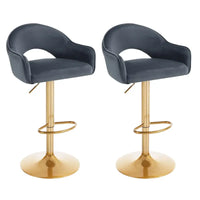 BukkitBow - Luxe Barkrukken - Barkruk met Rugleuning en Voetensteun - Barkruk van Velvet/Fluweel - met Gouden Onderstel - Set van 2 Stuks