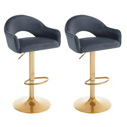 BukkitBow - Luxe Barkrukken - Barkruk met Rugleuning en Voetensteun - Barkruk van Velvet/Fluweel - met Gouden Onderstel - Set van 2 Stuks