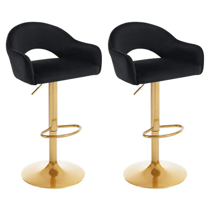 BukkitBow - Luxe Barkrukken - Barkruk met Rugleuning en Voetensteun - Barkruk van Velvet/Fluweel - met Gouden Onderstel - Set van 2 Stuks