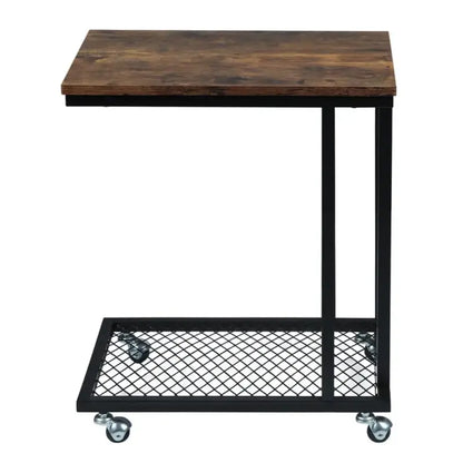BukkitBow - Luxe Bijzettafel / Koffietafel op Wielen - met Metalen Frame - Geschikt voor Laptop (60CM Hoog)