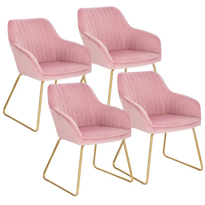 BukkitBow - Luxe Eetkamerstoelen - Comfortabel Velours Zitje - van Fluweel of Kunstleer - Sterke Metalen Poten - Multifunctioneel - Zithoogte: 46CM