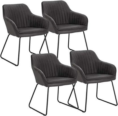 BukkitBow - Luxe Eetkamerstoelen - Comfortabel Velours Zitje - van Fluweel of Kunstleer - Sterke Metalen Poten - Multifunctioneel - Zithoogte: 46CM