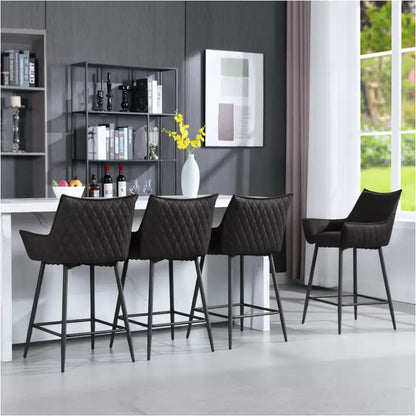 BukkitBow - Luxe Lederen Barkrukken - Met Armleuningen - Set van 2 Stuks - 62CM Hoog