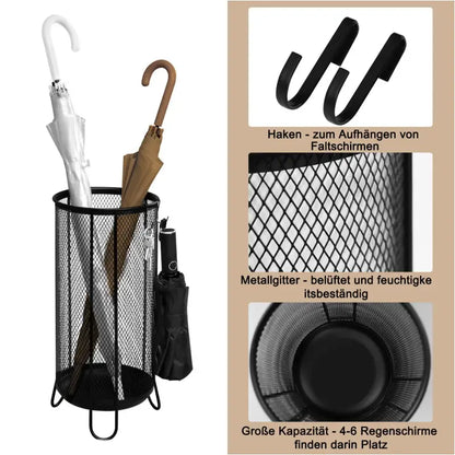 BukkitBow - Luxe Paraplubak - met Water Opvangbak - 4 Ophanghaken - Van Draadrooster