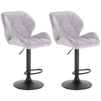 BukkitBow - Luxe Set Barkrukken van Fluweel of Lederen - met Rugleuning en Mini Armleuning - Draaibaar en met Voetensteun - (60 - 82CM Zithoogte)