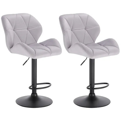 BukkitBow - Luxe Set Barkrukken van Fluweel of Lederen - met Rugleuning en Mini Armleuning - Draaibaar en met Voetensteun - (60 - 82CM Zithoogte)