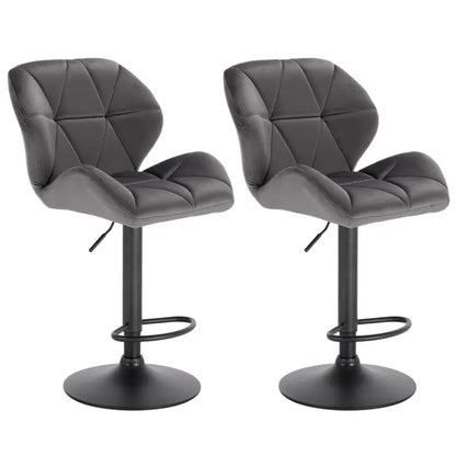 BukkitBow - Luxe Set Barkrukken van Fluweel of Lederen - met Rugleuning en Mini Armleuning - Draaibaar en met Voetensteun - (60 - 82CM Zithoogte)