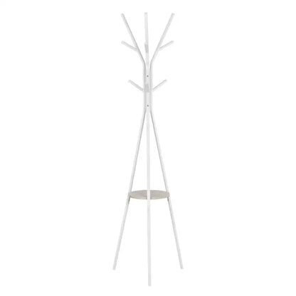 BukkitBow - Metalen Kapstok - Driehoek met Plankje en 9 Haken - Wit (180CM Hoog)
