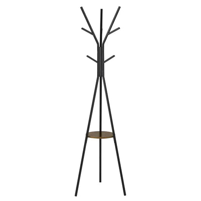 BukkitBow - Metalen Kapstok - Driehoek met Plankje en 9 Haken - Zwart (180CM Hoog)