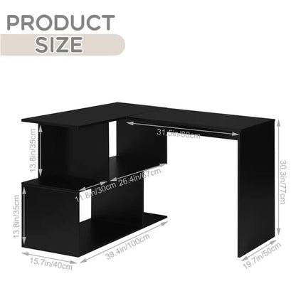 BukkitBow - Modern Bureau met Opbergkast - Wit of Zwart Hoekbureau - Stabiel en Ruim Design - 100x40CM & 80x50cm