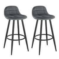 BukkitBow - Moderne Barkrukken Fluweel - Set van 2 Barkrukken - Metalen Frame - Comfortabele Stoel met Lage Rugleuning - Voetsteun - Modern Design