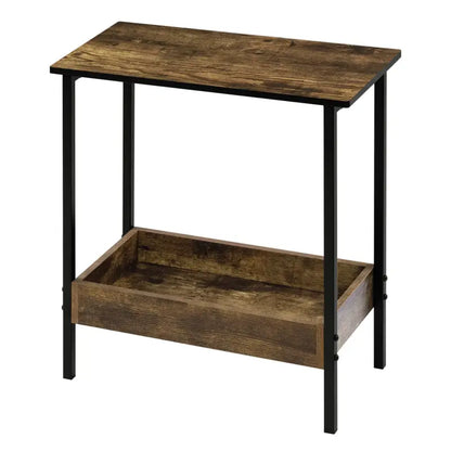 BukkitBow - Moderne Bijzettafel met Dubbele Plank - Ook Geschikt Als Nachtkastje of Wijnrek - Extra Vak voor Boeken of Wijnflessen - 50x55x25cm