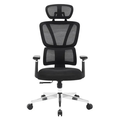 BukkitBow - Moderne Bureaustoel - Verstelbare Rug- en Lendensteun - 3D PU Armleuningen - Mesh Stof - 150 kg Draagvermogen - Zwart