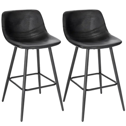 BukkitBow - Moderne Cafe / Barkrukken - Synthetisch Leer en Metaal - Verstelbare Stoelpoten - Comfortabele Kuipvormige Zitting - Zithoogte: 63CM