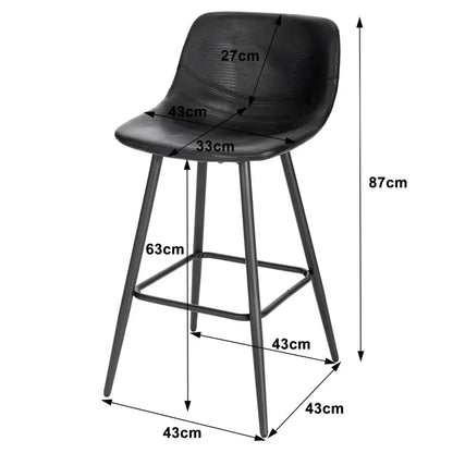 BukkitBow - Moderne Cafe / Barkrukken - Synthetisch Leer en Metaal - Verstelbare Stoelpoten - Comfortabele Kuipvormige Zitting - Zithoogte: 63CM