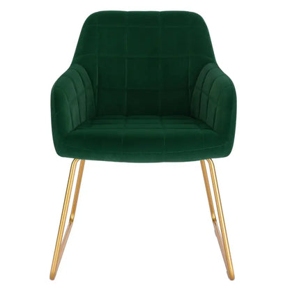 BukkitBow - Moderne Eetkamerstoel van Fluweel met Gouden Metalen Poten - Stijlvol en Comfortabel - Zithoogte: 48.5CM