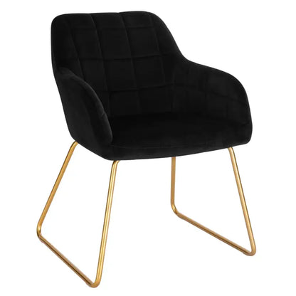 BukkitBow - Moderne Eetkamerstoel van Fluweel met Gouden Metalen Poten - Stijlvol en Comfortabel - Zithoogte: 48.5CM