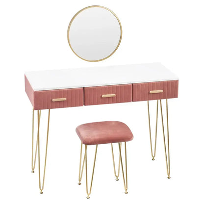 BukkitBow - Moderne Kaptafel / Make Up Tafel - Inclusief Spiegel en Krukje – Voor Kinderen & Volwassenen – 100x40 cm