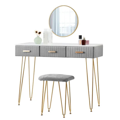 BukkitBow - Moderne Kaptafel / Make Up Tafel - Inclusief Spiegel en Krukje – Voor Kinderen & Volwassenen – 100x40 cm