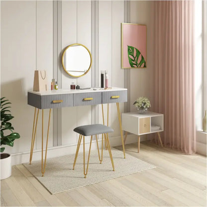 BukkitBow - Moderne Kaptafel / Make Up Tafel - Inclusief Spiegel en Krukje – Voor Kinderen & Volwassenen – 100x40 cm