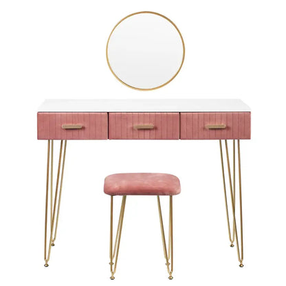 BukkitBow - Moderne Kaptafel / Make Up Tafel - Inclusief Spiegel en Krukje – Voor Kinderen & Volwassenen – 100x40 cm