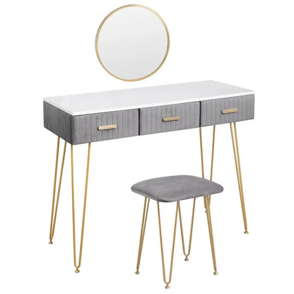 BukkitBow - Moderne Kaptafel / Make Up Tafel - Inclusief Spiegel en Krukje – Voor Kinderen & Volwassenen – 100x40 cm