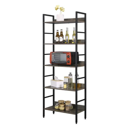 BukkitBow - Moderne Open Planken/Kast - 5 Laags Opslag - Stevig & Duurzaam - Veelzijdig Design - 60x27.5x160 cm
