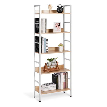 BukkitBow - Moderne Open Planken/Kast - 5 Laags Opslag - Stevig & Duurzaam - Veelzijdig Design - 60x27.5x160 cm