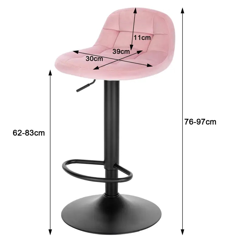 BukkitBow - Moderne Set Barkrukken - Fluweel en Metaal - Hoogte Verstelbaar- 360° Draaibaar - Hoogdichtheidsschuim Bekleding - Draagvermogen 120kg