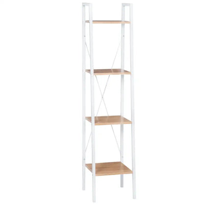 BukkitBow - Moderne Smalle Boekenkast met Metalen Frame en Hout - 4 Planken - Geschikt voor Decoratie in de Woonkamer - 35X34X148CM
