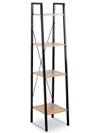 BukkitBow - Moderne Smalle Boekenkast met Metalen Frame en Hout - 4 Planken - Geschikt voor Decoratie in de Woonkamer - 35X34X148CM