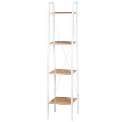 BukkitBow - Moderne Smalle Boekenkast met Metalen Frame en Hout - 4 Planken - Geschikt voor Decoratie in de Woonkamer - 35X34X148CM