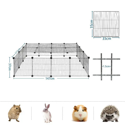 BukkitBow - Modulaire IJzeren Knaagdieren Ren - Kleine Dieren Behuizing - Veilig & Ventilerend Design - 147x111x37cm