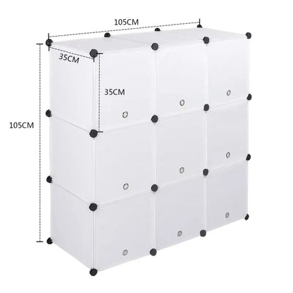 BukkitBow - Modulaire Opbergkast - Ook Geschikt Als Schoenenkast - 9 Compartimenten - Wit of Zwart - 105X105X35CM