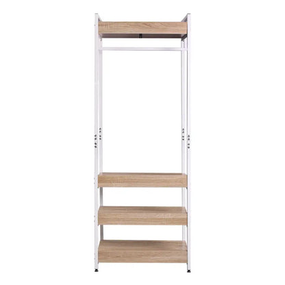 BukkitBow - Multifunctioneel Kledingrek - Staal en MDF met Kledingrail - Max 20 kg per Plank - 56x36x170cm