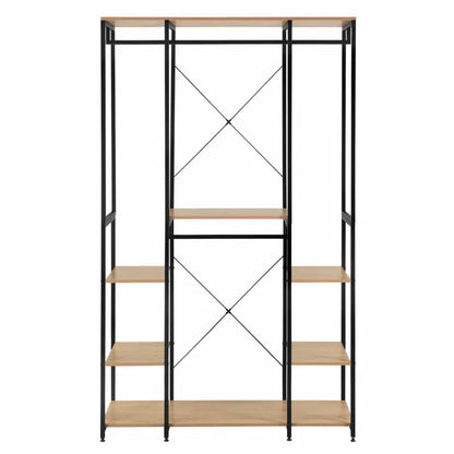BukkitBow - Multifunctioneel Kledingrek - Zwart met Eikenhout - Vervaardigd Hout en Stalen Buizen - 120x40x201cm