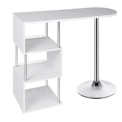 BukkitBow - Multifunctionele Bar Tafel - met Rek voor Wijnflessen - met Stalen Frame - 113x40cm
