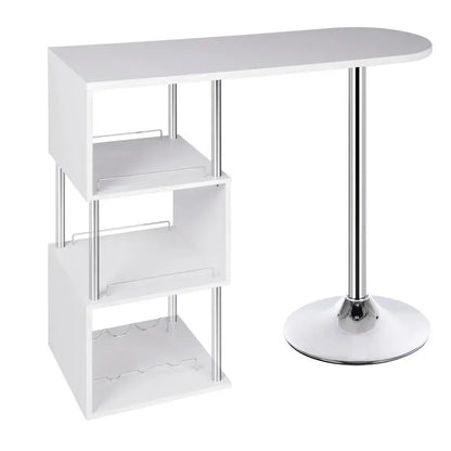 BukkitBow - Multifunctionele Bar Tafel - met Rek voor Wijnflessen - met Stalen Frame - 113x40cm