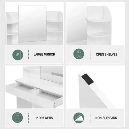 BukkitBow - Multifunctionele Kaptafel Set - Hout - 108x40x142cm - Modern Ontwerp - Ruimtebesparend