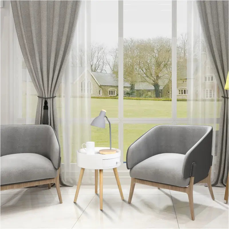 BukkitBow – Nachtkastje Hout – 38x38x45.5 cm – Met Lade en Anti-slip Voetjes - Wit