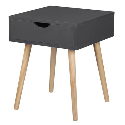 BukkitBow - Nachtkastje met Lade - MDF en Massief Hout - Wit of Grijs - Max Belasting: 5KG - 40x40x50cm